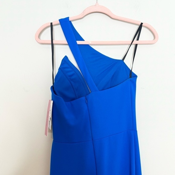 NWT AQUA Bloomingdale's Scuba One Shoulder Blue Gown Size 2 - Picture 5 of 6